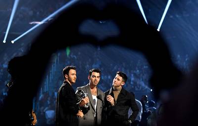 Jonas Brothers accept the VMA for Best Pop.