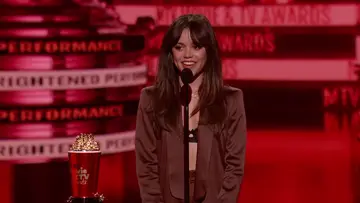 Jenna Ortega accepts the award for Most Frightened Performance.
