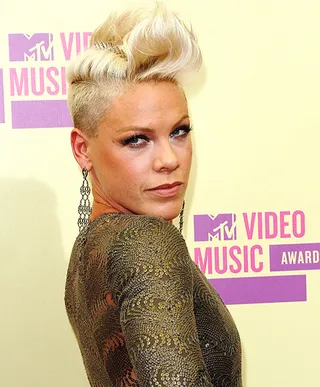 When it comes to short, edgy hairstyles, P!nk's original 'dos take the cake. At the 2012 Video Music Awards, the rocker stunned with a wild blonde mohawk.