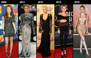 'Hannah Montana' is no more! Miley Cyrus grew from a television tween in playful dresses to bona fide fashion star in gorgeous gowns to funky twerkstar in bright bedazzled 'fits.