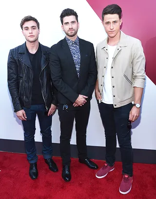 'Happyland' dudes Cameron Moulene, Shane Harper and Ryan Rottman get serious at the 2014 MTV Video Music Awards.