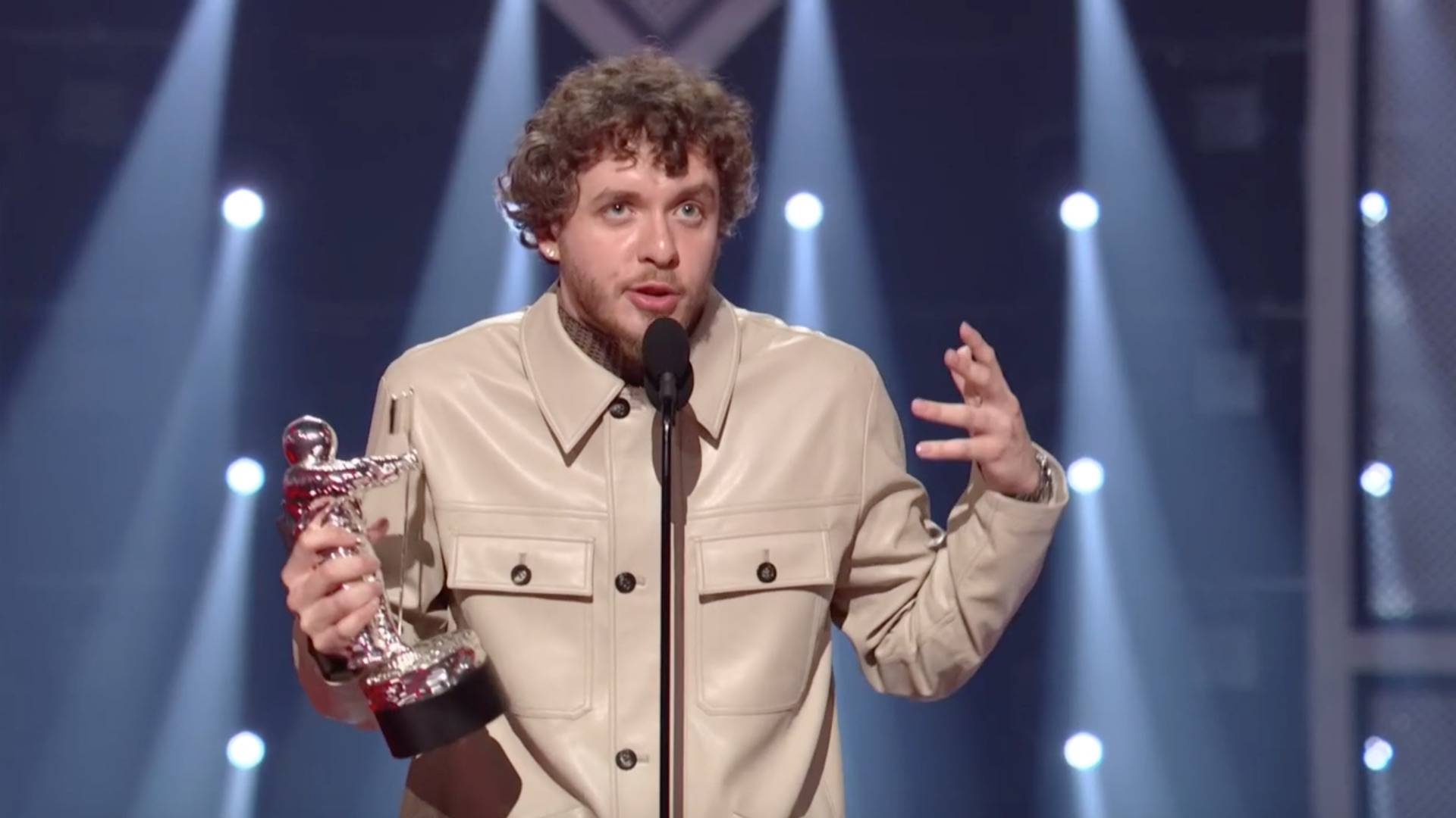 Jack Harlow accepts the award for Song of the Summer at the VMAs 2022.