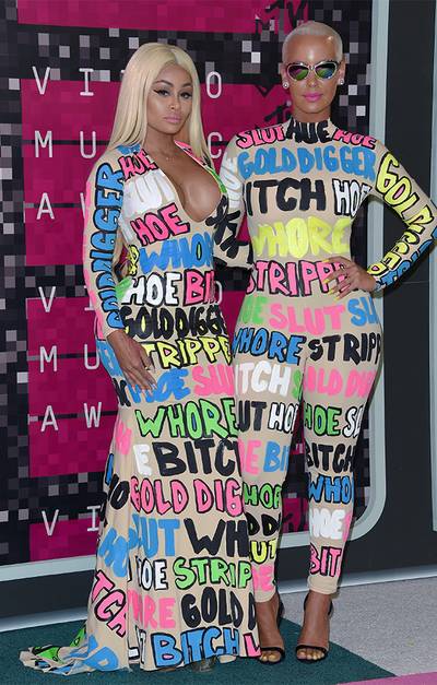 Amber Rose and Blac Chyna made a statement on the 2015 VMA red carpet with outfits featuring derogatory words that women are often called.