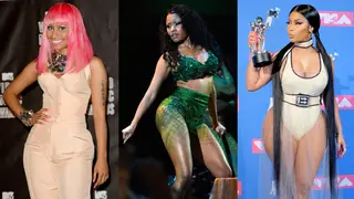 A triptych of Nicki Minaj's appearances at the MTV Video Music Awards.