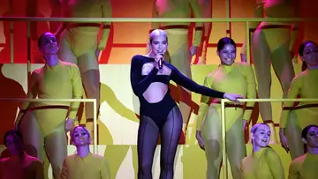 Dua Lipa performs her moving-on anthem "Don't Start Now" at the 2019 MTV EMAs.