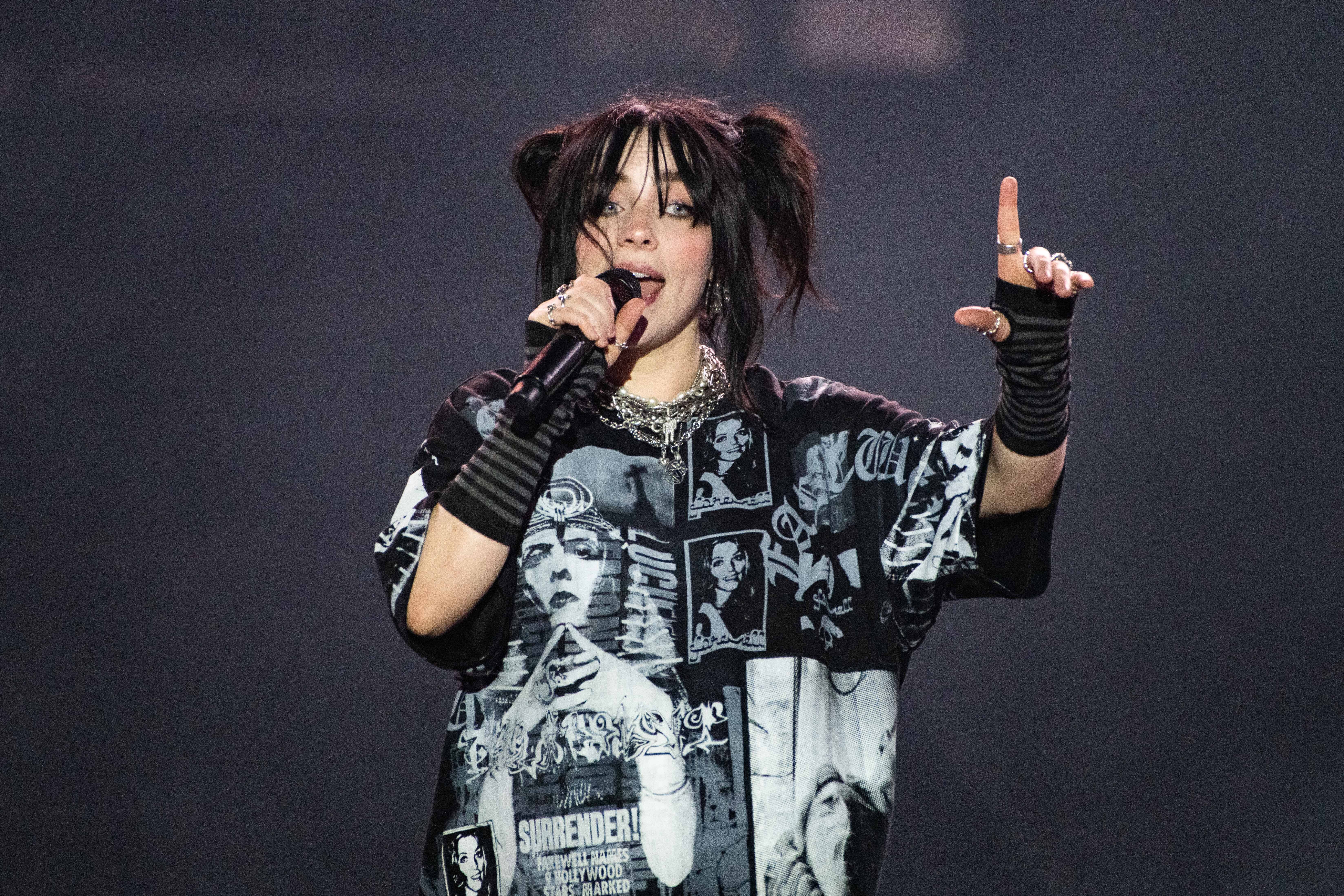 Billie Eilish performing at the 2022 Glastonbury Festival.