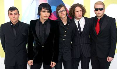 Welcome to the Black Parade!  The guys from My Chemical Romance rock their snazzy black suits at the 2005 VMAs.