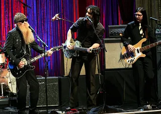 Billy Gibbons of ZZ Top and The Raconteurs perform "Cheap Sunglasses" at Radio City Music Hall at the 2006 MTV Video Music Awards.