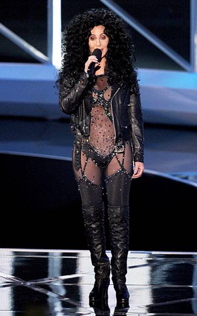 9.12.2010, Los Angeles, CA: Cher manages to 'Turn Back Time' as she rocks a see-through jumpsuit straight from the '80s.