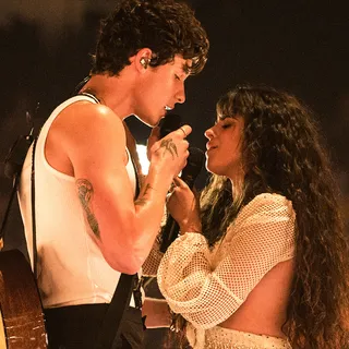 During a steamy performance of "Senorita," Camila Cabello and Shawn Mendes get very close.