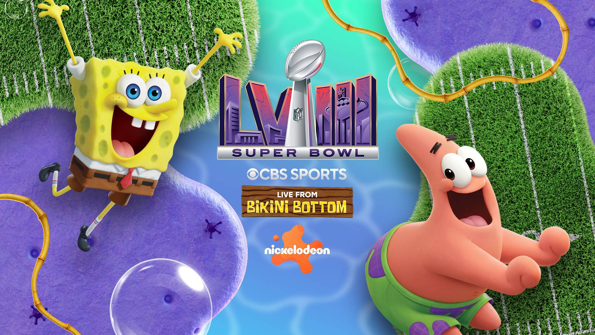  It’s the ACTUAL Super Bowl on Nickelodeon’s turf - and live from Bikini Bottom. Tune-in on February 11th at 6:30pm ET! 

We’ve got the same game start-time, same NFL teams, and same real-time game-action - except we have SLIME, SpongeBob, Dora, and awesome AR-animation. Long story short, it’s the collab of a life-Slime. 