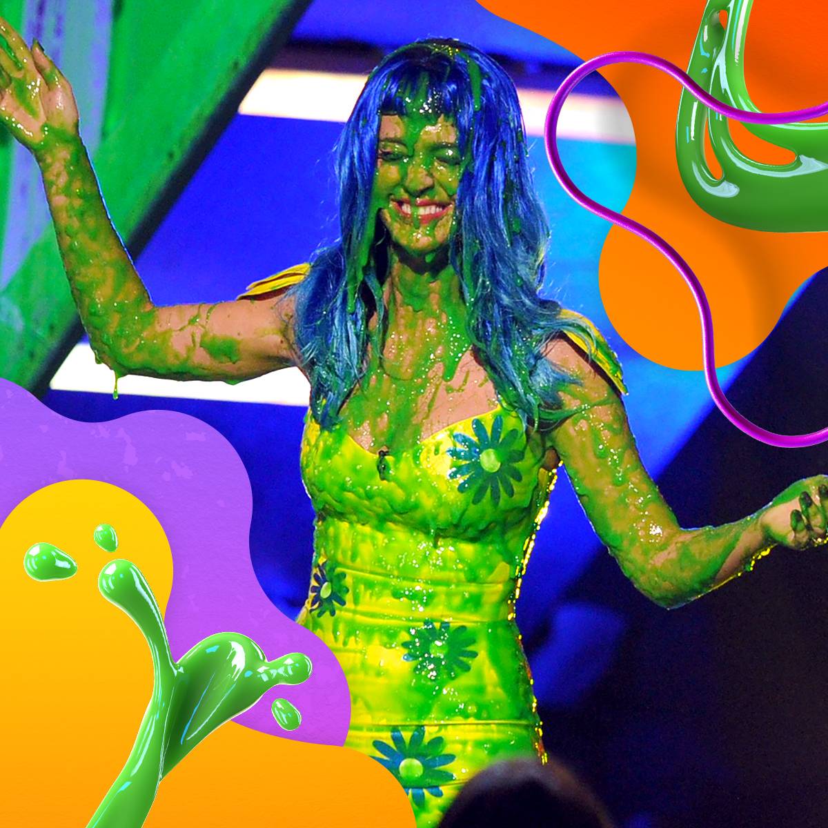 Katy Perry covered in slimed at the Kids' Choice Awards 2023.