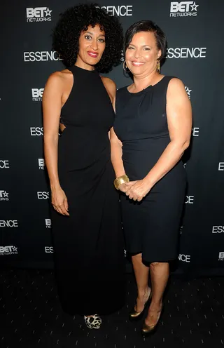 Black Power - BET Chairman and CEO Debra L. Lee and Tracee Ellis Ross look sleek in their power black dresses at the &quot;Essence and BET Honor Tracee Ellis Ross&quot; event. (Photo: Brad Barket/PictureGroup)