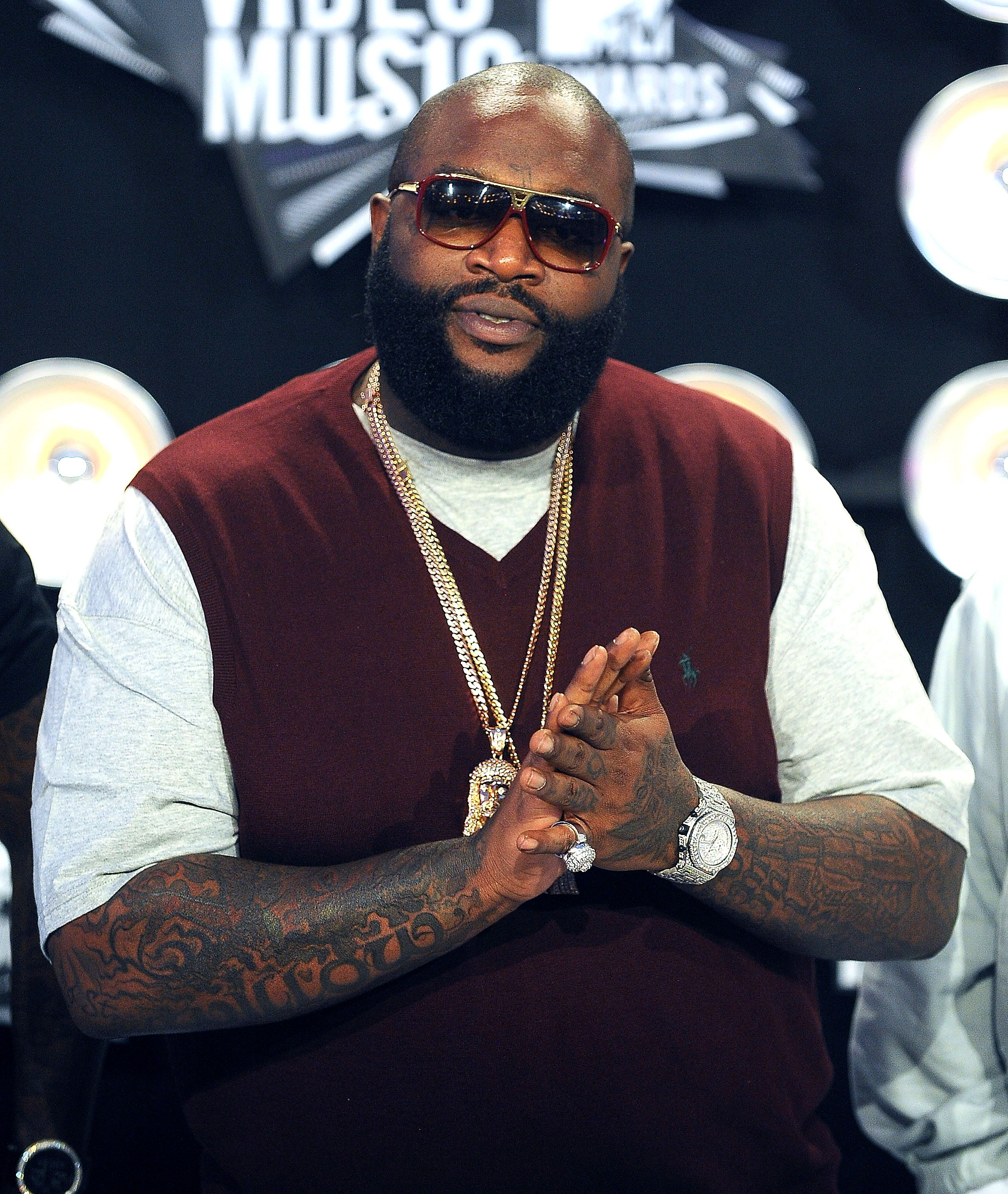 Rick Ross on beef with rapper Kreayshawn:\r&nbsp; - "I can't wait to slap the s**t out of whoever carries her bags. And I hope it's her n***a. Dirty b***h. You better know the fuck you talking about. I'll pay 50K to mess up your whole week."&nbsp; \r\r(Photo: WCEPIX/EP/PictureGroup)