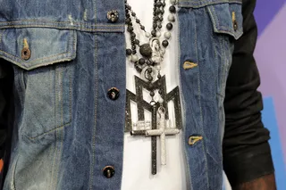 Maybach Music to The Fullest! - Meek Mill is blinging with his Maybach Music Group chains.(Photo: John Ricard / BET)