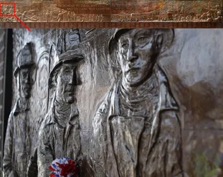 9/11 Memorial Wall  - A bronze banner placed on the side of the Ten House fire station in Manhattan honors the fallen heroes of Sept. 11. The firehouse is located directly across from the World Trade Center site.(Photos: Full Banner - FDNY Ten House; UPI/John Angelillo/Landov)