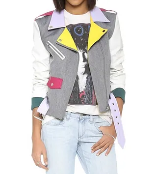 Endless Rose Pop Moto Jacket - How fun is this?! The pop-art style and vivid color blocking throughout make Endless Rose’s moto jacket a smart buy.   (Photo: ShopBop)