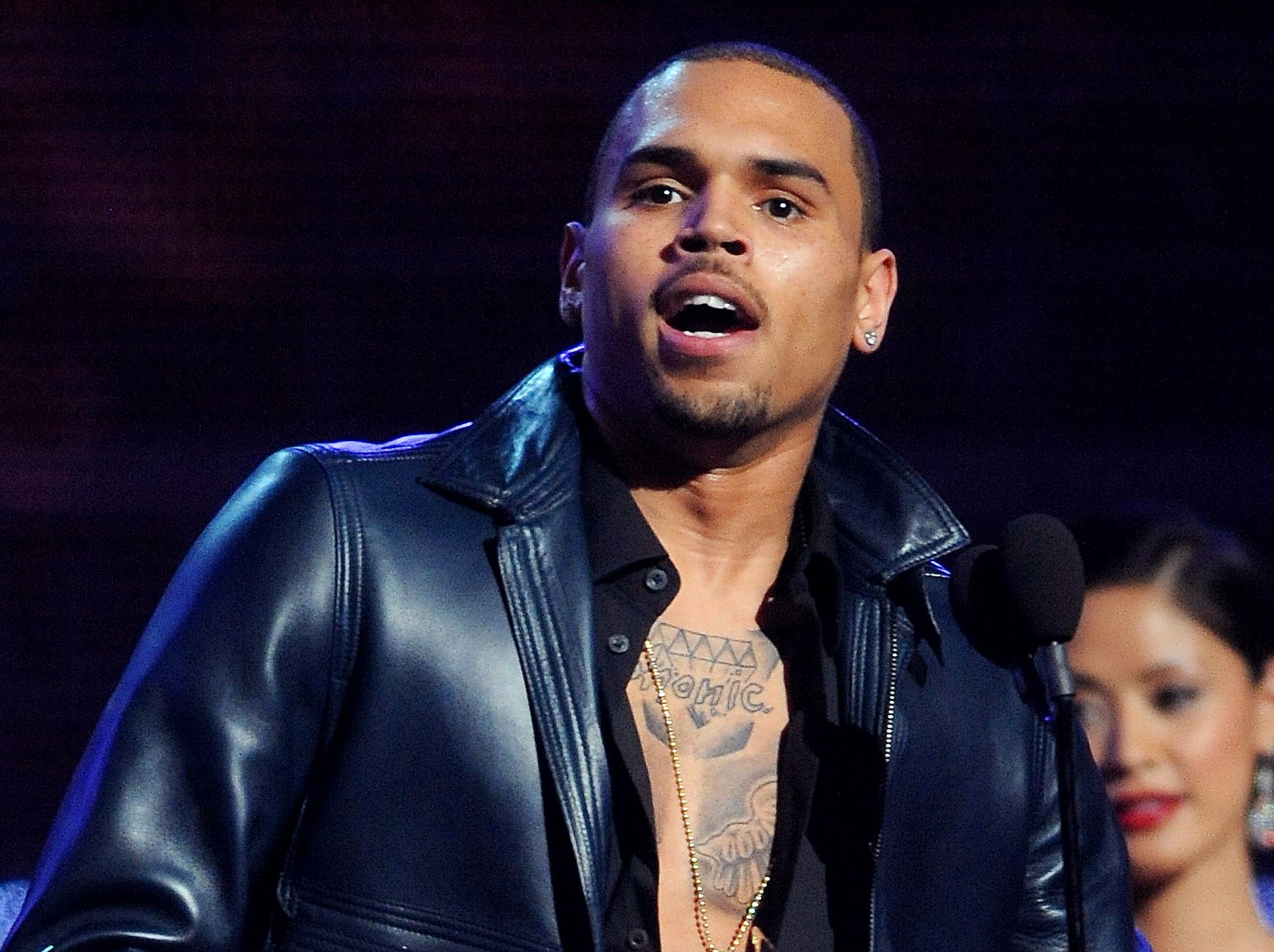 Chris Brown (@chrisbrown) - TWEET: "HATE ALL U WANT BECUZ I GOT A GRAMMY Now!That's the ultimate F*** OFF!"   Chris Brown responds to critics like country music singer Miranda Lambert who feel that he's undeserving of his Grammy Award. Brown deleted this tweet shortly after posting it.(Photo: Frank Micelotta/PictureGroup)