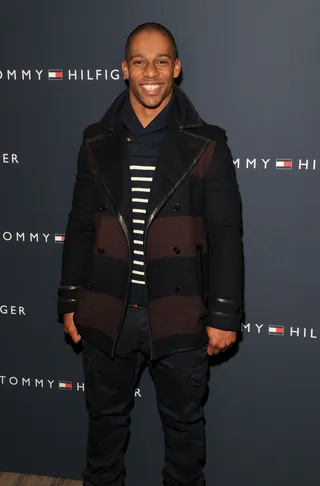 Victor Cruz at Tommy Hilfiger Men’s Collection  - The men got a little love thanks to Tommy Hilfiger's Fall 2012 Men’s Collection at Park Avenue Armory (February 10). New York Giants wide receiver Victor Cruz was in the house to check out the designs and even met Hilfiger backstage.  (Photo: Joe Corrigan/Getty Images)