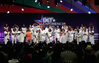 Decked in White - The City of Refuge Choir matched in all-white during their performance at the Gospel Choir Showcase during the 2014 BET Experience.(Photo: Joe Scarnici/BET/Getty Images for BET)