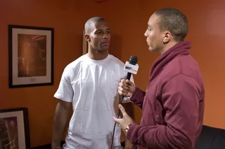 I Heard That - Victor Cruz of the New York Giants visits 106 &amp; Park. (Photo: John Ricard / BET)