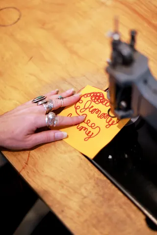 Luke Good practicing his stitching - &nbsp;(Photo: Meredith Andrews)