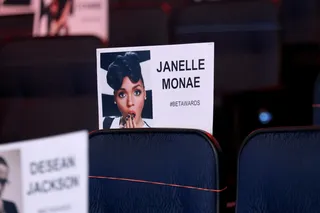 Funky Seating - DeSean Jackson gets a nice seat next to Miss Monáe. Where else can sports mix with music? Nowhere but the BET Awards.&nbsp; (Photo: Mark Davis/BET/Getty Images for BET)