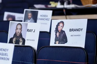 Brother and Sister  - Brandy gets a nice spot next to her bro Ray J! Awww. We're sure it's no coincidence. (Photo: Mark Davis/BET/Getty Images for BET)