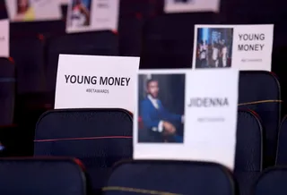 The Classic Seating Arrangement  - Jidenna gets a seat next to the Young Money team. (Photo: Mark Davis/BET/Getty Images for BET)