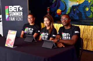 Fan-Front Ready - BET Fan Front volunteers are ready to accept the crowd. It’s bound to be a poppin’ day party. (Photo: Chris Kelly/BET)