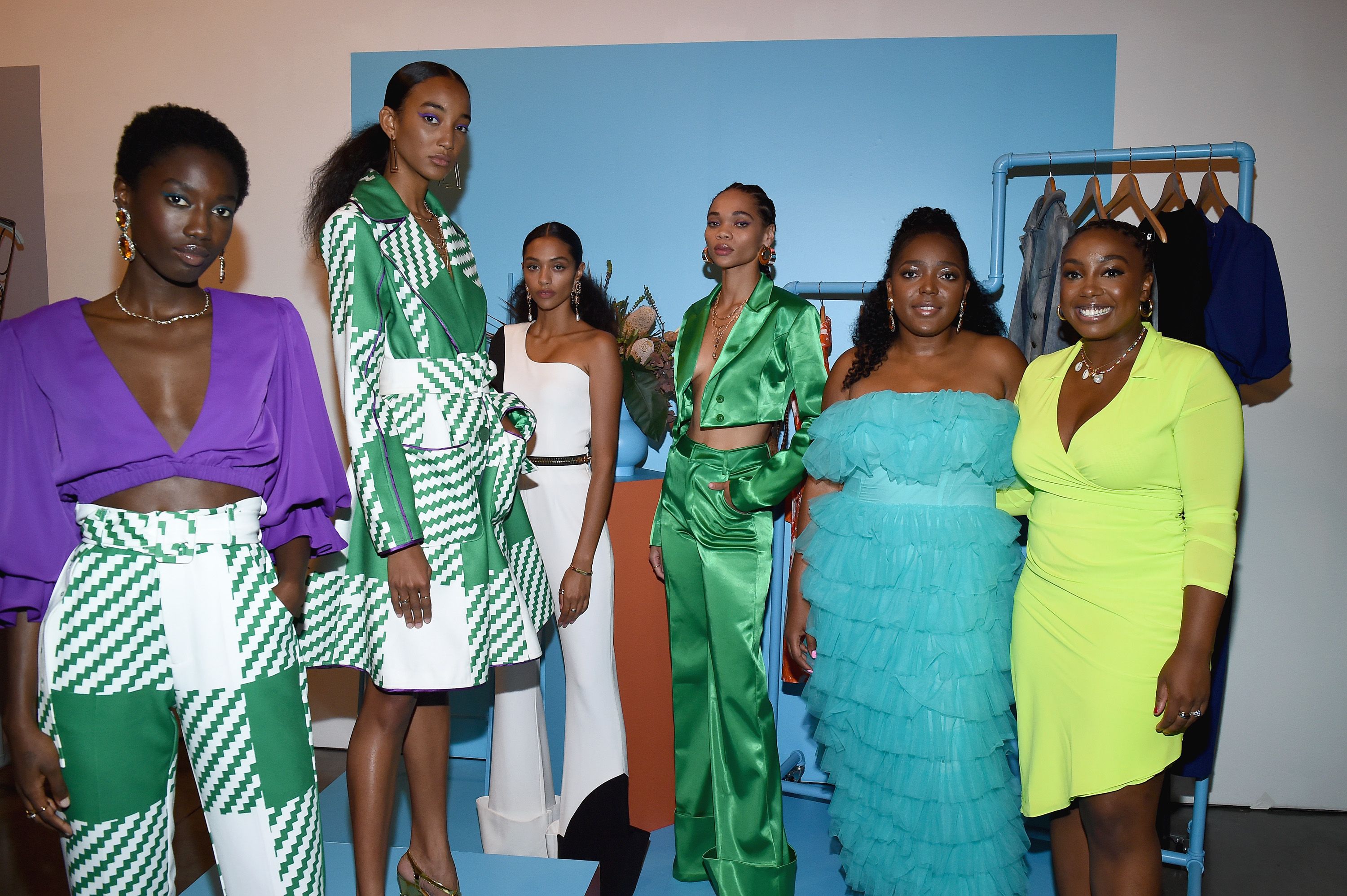 NEW YORK, NEW YORK - SEPTEMBER 09: Anifa Mvuemba of Hanifa and Lindsay Peoples Wagner, with models Shaderska Valdez, Jaycinda Almond and Chavi St. Hill, attend Teen Vogue Celebrates Generation Next, Presented By Snapchat at Studio 525 on September 09, 2019 in New York City. (Photo by Ilya S. Savenok/Getty Images for Teen Vogue)