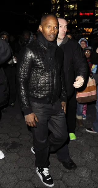 Down for the Cause - Jamie Foxx attends the Trayvon Martin "Million Hoodie" vigil held in Union Square in New York City. (Photo: TNYF/WENN.com)