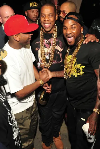 Brotherly Love - Jay-Z and Young Jeezy look like they're having a ball at the So So Def anniversary party hosted by Jay-Z at Compound in Atlanta.(Photo: Prince Williams/FilmMagic)