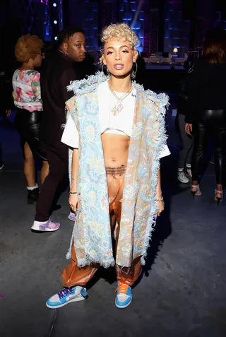 Breakout rapper DaniLeigh relaxes backstage before her performance. - (Photo: Bennett Raglin/Getty Images for BET)&nbsp;