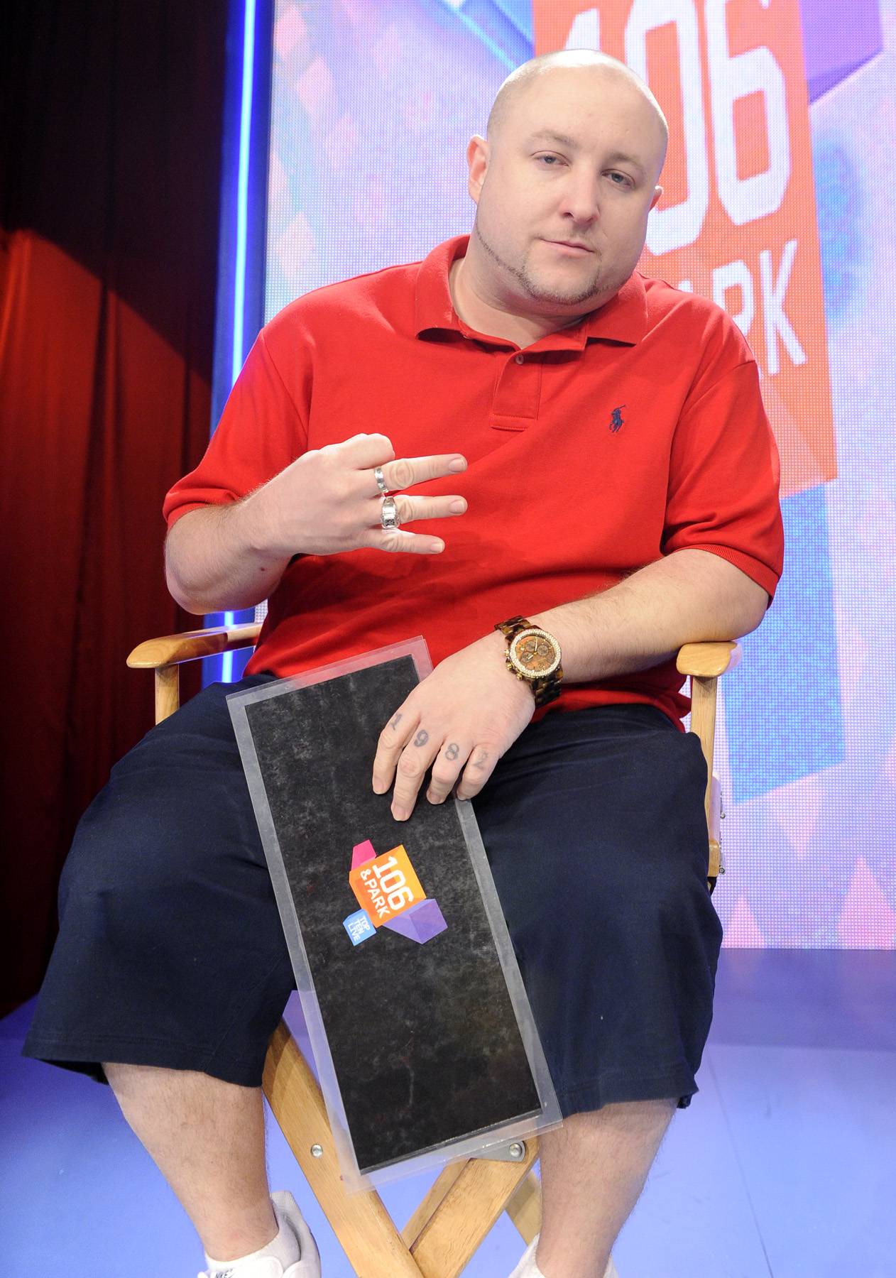 Hey There - Freestyle Friday judge Statik Selektah at 106 &amp; Park, August 10, 2012. (Photo: John Ricard / BET)