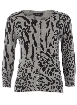 Dorothy Perkins Animal-Print Cardigan - Replace your basic black cardigan with an edgy sweater boasting all over print detail.&nbsp;  (Photo: Courtesy Dorothy Perkins)
