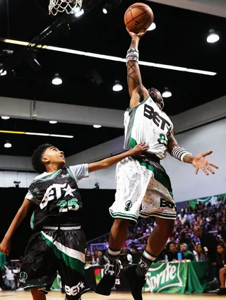 Lucci With The Nearly Uncontested Layup - (Photo: Bennett Raglin/Getty Images for BET)