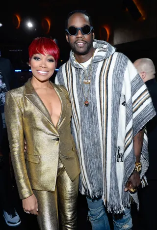 The Stylings of Hip Hop and R&amp;B  - 2 Chainz and Monica join up for a group photo! These two took the stage and really did their thing! (Photo: Bryan Steffy/BET/Getty Images for BET)