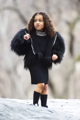 Pretty In Punk - North rocks dress while ice skating. (Photo: Peter Parker/Splash News)