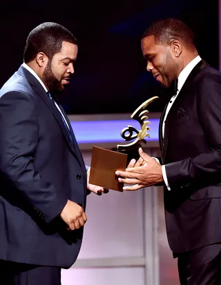 Film of the Year - A well deserved win for actor/producer Ice Cube and his son/actor O'Shea Jackson. (Photo: Alberto Rodriguez/BET/Getty Images for BET)