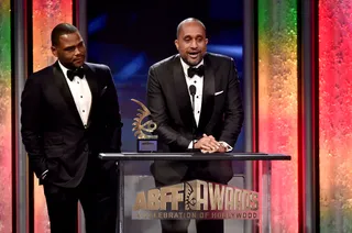 black-ish - Actor Anthony Anderson&nbsp; and writer-producer Kenya Barris accept the Television Show of the Year award on behalf of the entire 'Black-ish' cast. (Photo: Alberto Rodriguez/BET/Getty Images for BET)