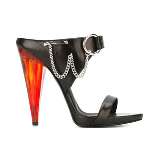 Giuseppe Zanotti Design Contrasted Heel Mules&nbsp;($699) - Show ’em just how tough you are in these dead-sexy black leather mules.(Photo: GIUSEPPE ZANOTTI DESIGN)