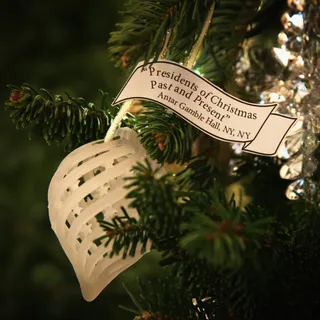 Christmas in 3D - This 3D-printed ornament is hung on a Christmas tree in the Red Room of the White House.  (Photo: Alex Wong/Getty Images)