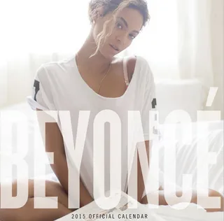 Beyoncé 2015 Calendar - Queen Bey is following up her 2014 calendar with another for next year with all-new photos taken during the making of her latest record-breaking self-titled release. The calendar is available on her website for $15 and even features a special centerfold. Those who buy the recently released Beyoncé: Platinum Edition box set will receive a mini version of the calendar for free.(Photo: shop.beyonce.com)