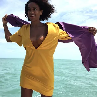 Solange in Brazil&nbsp; - Newlywed Solange Knowles was spotted on her honeymoon in Brazil. The Saint Heron Records CEO posted photos of she and hubby Alan Ferguson frolicking in the sun. &nbsp; &nbsp;  (Photo: Solange Knowles via Instagram)