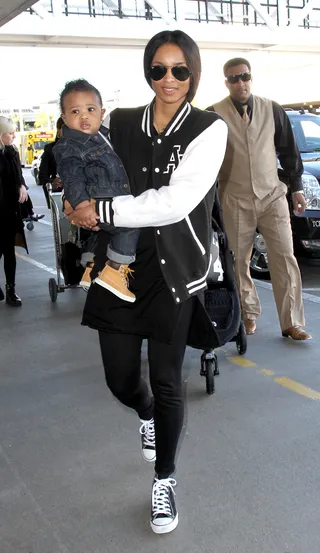 Mama on the Move - Ciara carries her baby boy Future through LAX airport as they prepare to catch a flight out of Los Angeles.(Photo: Sharky / Splash News)