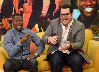 Two Wild and Funny Guys - Kevin Hart and Josh Gad visit Despierta America to promote their film The Wedding Ringer at the Univision Headquarters in Miami.(Photo: Gustavo Caballero/WireImage)