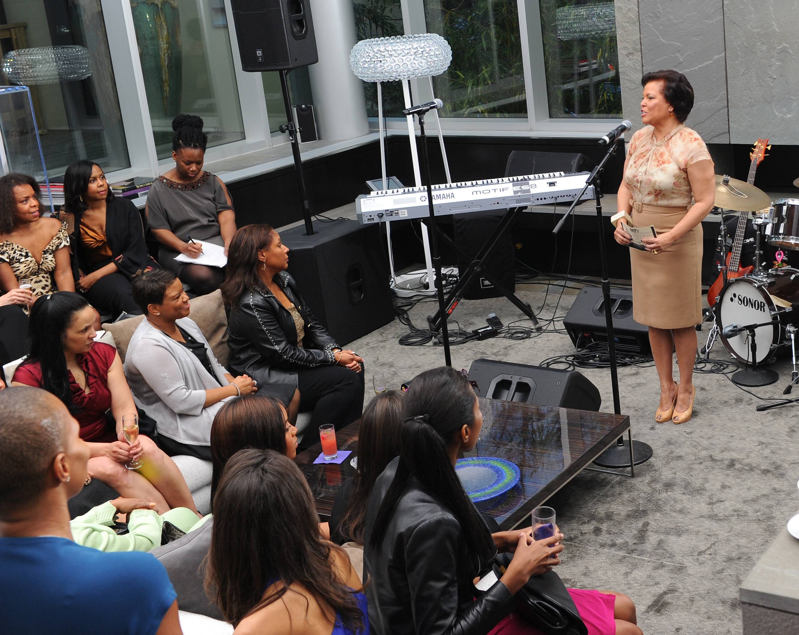 A Special Message - Debra Lee, BET Networks' chairman and chief executive,&nbsp;speaks at the &quot;Commander-in-Chic&quot; reception.&nbsp;(Photo: Phelan Marc/BET)