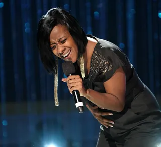 Le'Andria Johnson Gave Life\r&nbsp; - We don't know how Le'Andria Johnson could outdo her rehearsal. She brought producers and talent in the audience alike to their feet when she rehearsed "Jesus." &nbsp;\r(Photo: Maury Phillips/BET)