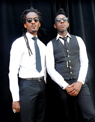 Lost in Wondaland - Wondaland musicians Deep Cotton and Roman GianArthur pose for a picture backstage after a live performance with Janelle Monae!   (Photo: John Ricard/Getty Images for BET)